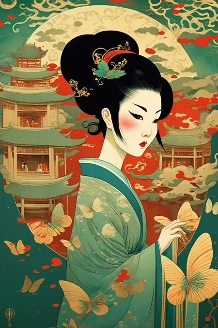 Flat,Chinese Style,Traditional Painting Media,Other,SDXL