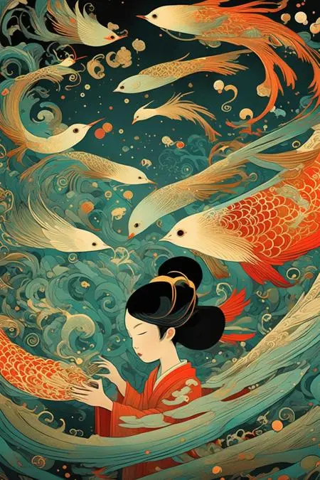 Flat,Chinese Style,Traditional Painting Media,Other,SDXL