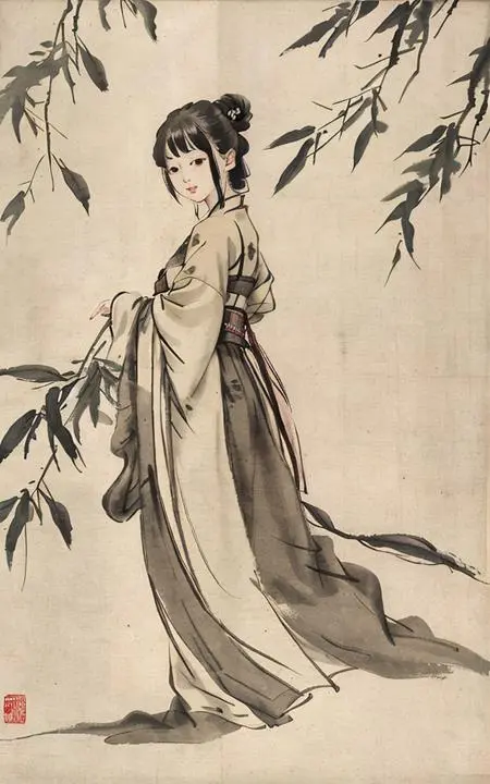 Traditional Painting Media,Girl,LoRA,SD 1.5