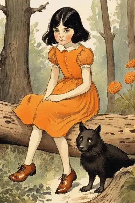 Hand-Drawn,Kids' Illustration,Girl,LoRA,SDXL