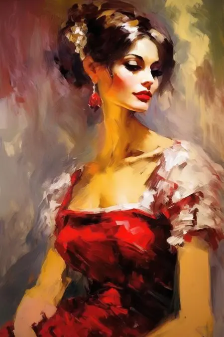 Classic Painting,Traditional Painting Media,Girl,LoRA,SDXL