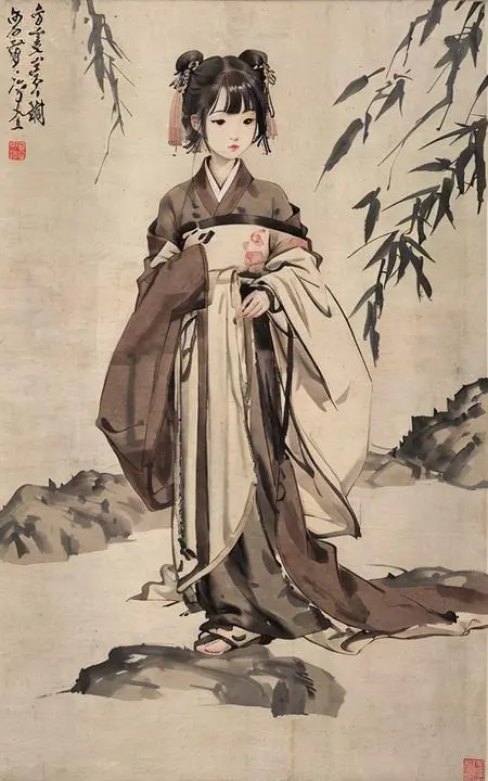 Traditional Painting Media,Girl,LoRA,SD 1.5