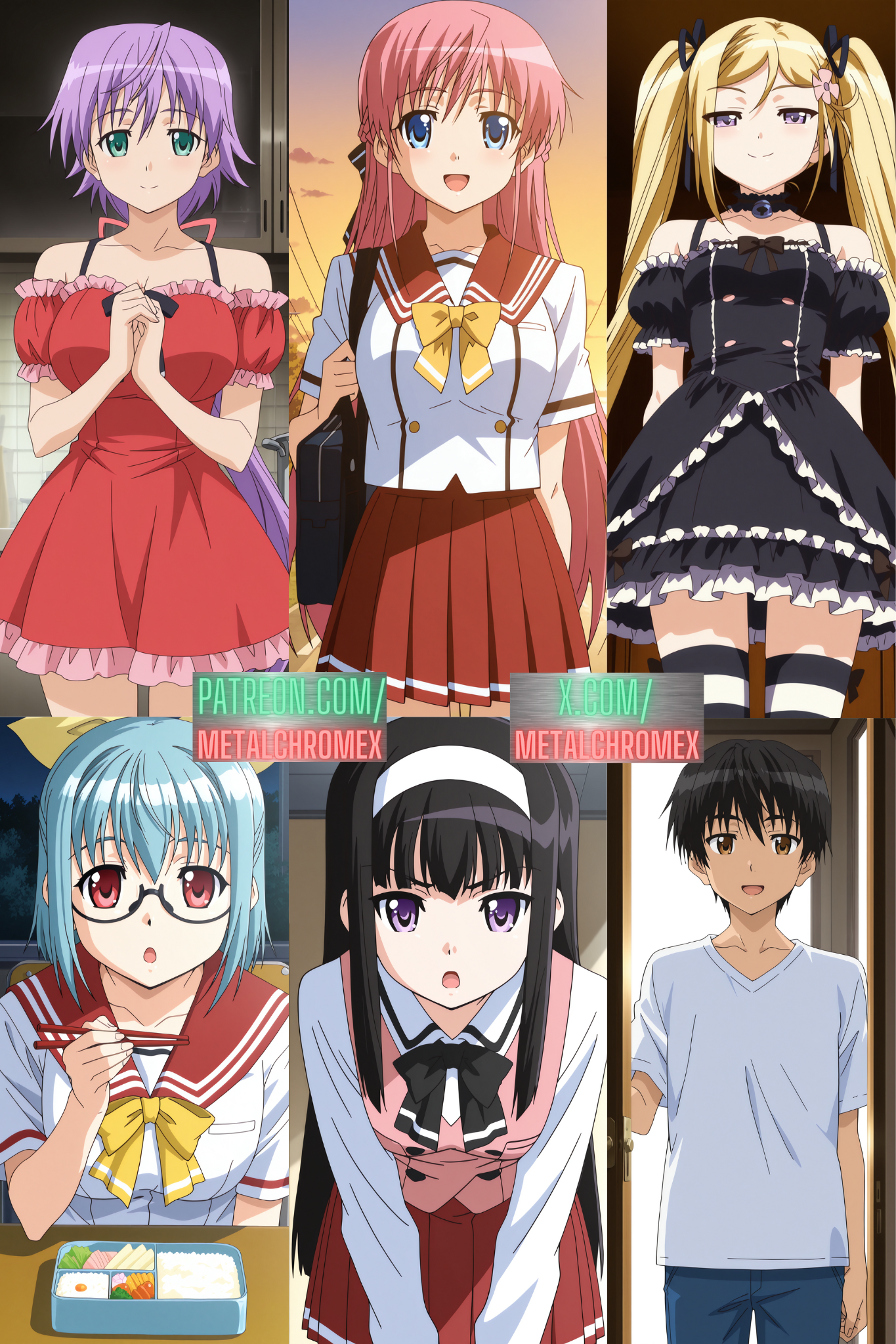 Kanojo x Kanojo - Natsumi Orifushi, Akina Orifushi, Mafuyu Orifushi, Suzuran Himenohara, Midori Byak