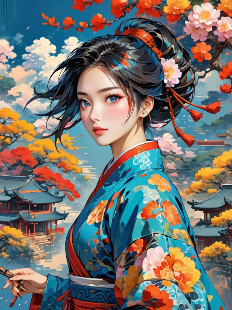 Traditional Painting Media,Girl,Style Boost,LoRA,SDXL