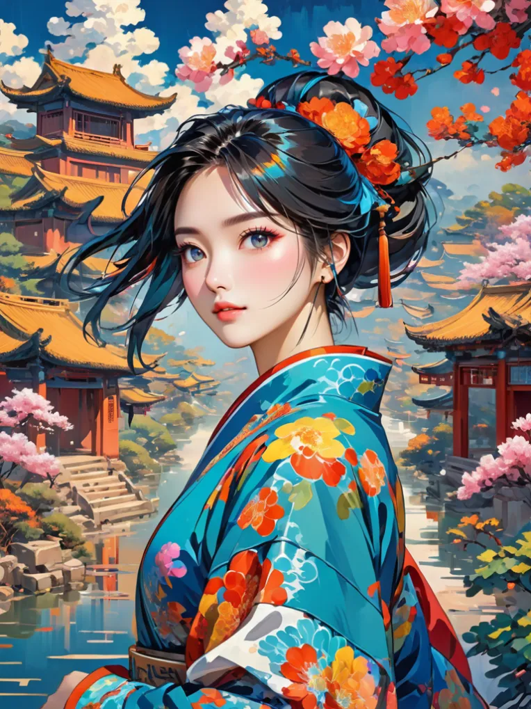 Traditional Painting Media,Girl,Style Boost,LoRA,SDXL