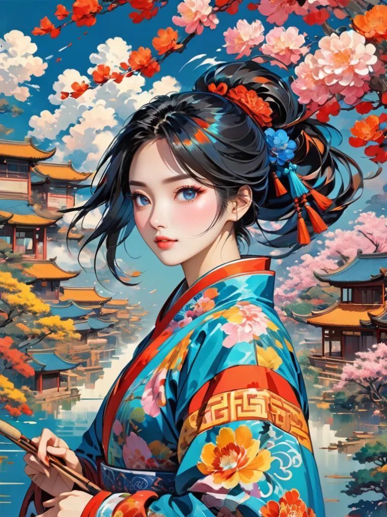 Traditional Painting Media,Girl,Style Boost,LoRA,SDXL