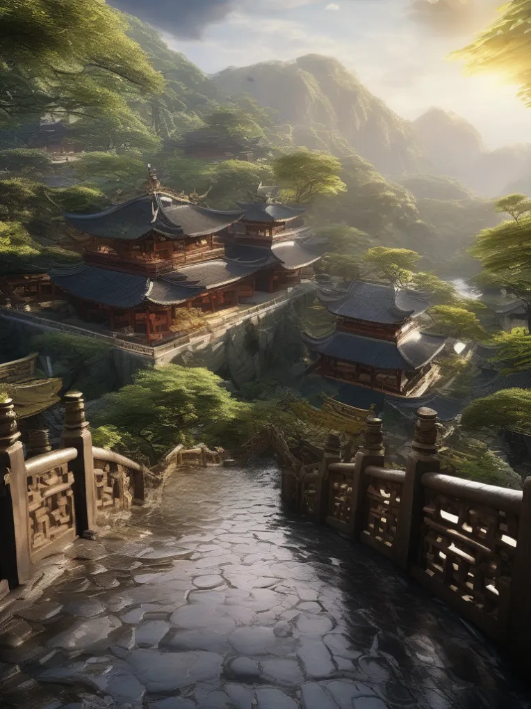 Chinese Style,Traditional Painting Media,Building,LoRA,HunyuanDiT v1.2