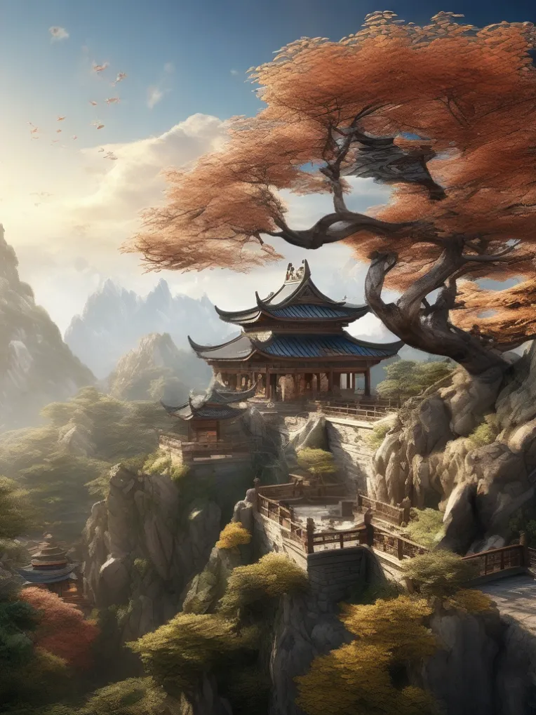 Chinese Style,Traditional Painting Media,Building,LoRA,HunyuanDiT v1.2