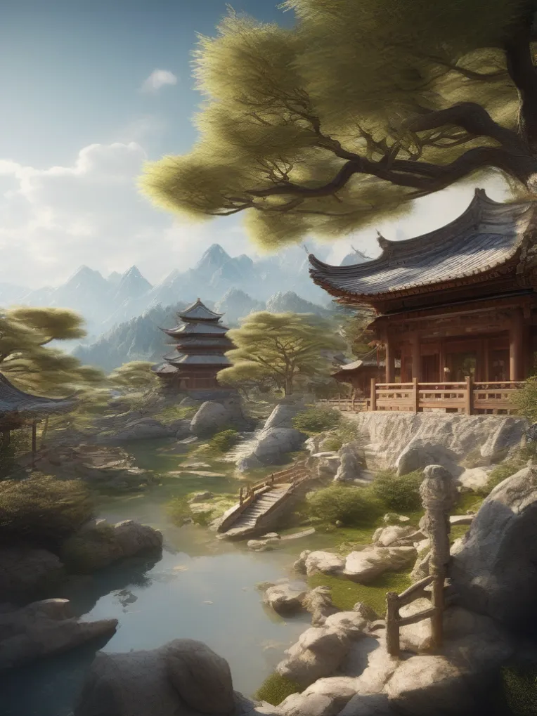 Chinese Style,Traditional Painting Media,Building,LoRA,HunyuanDiT v1.2