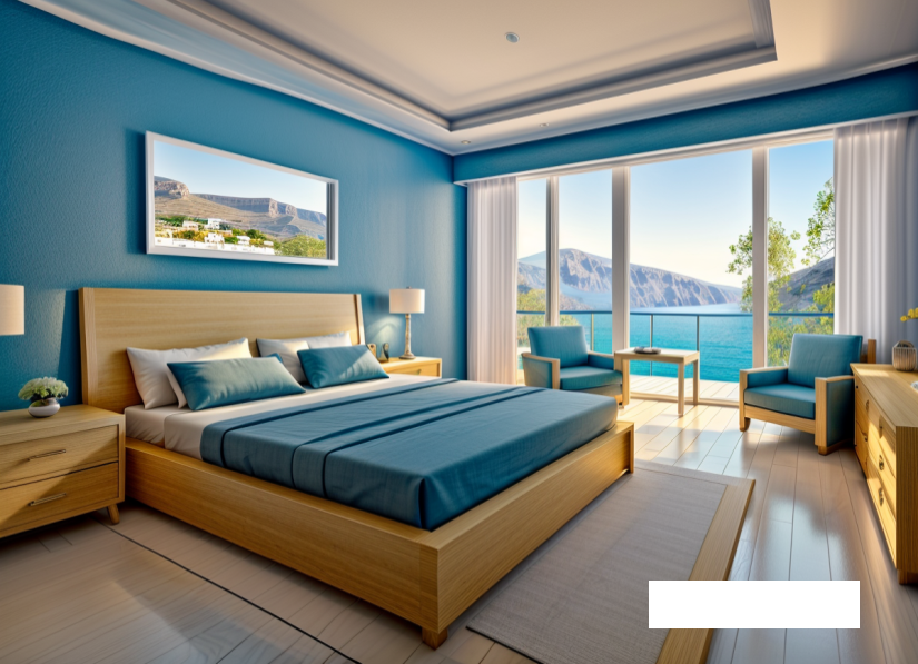 ARW Santorini Interior - nội thất xanh biển Hy Lạp - resort - khách sạn  - home stay - nghỉ dưỡng 
