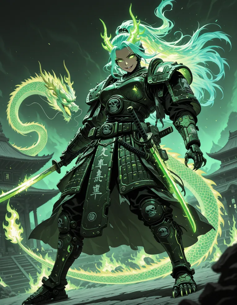 Samurai Parallel Element Illustrious Elemental Dragon Samurai - By HailoKnight-LoRA-hailoknight ...
