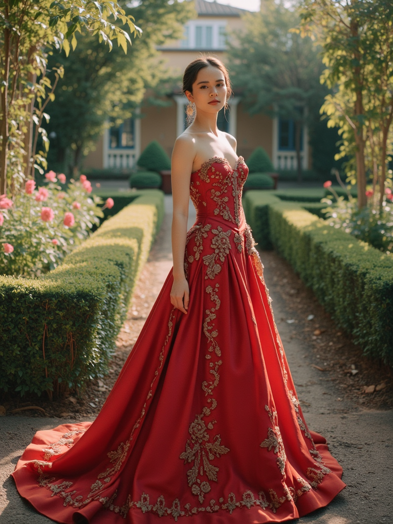 An elegant Emma Watson in a stunning vintage red Valentino gown v1.0