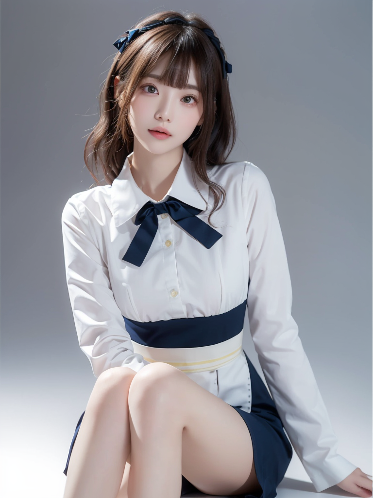 porcelain-skinned woman with sky blue, waist-length hair v1.0