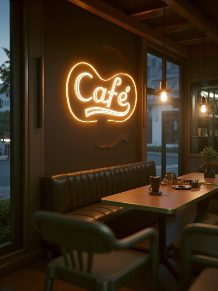Happy Ai-Cafe Coffee Shop Interior Design Architectural and Space Design -FLUX.1 FLUX.1-Happy Ai
