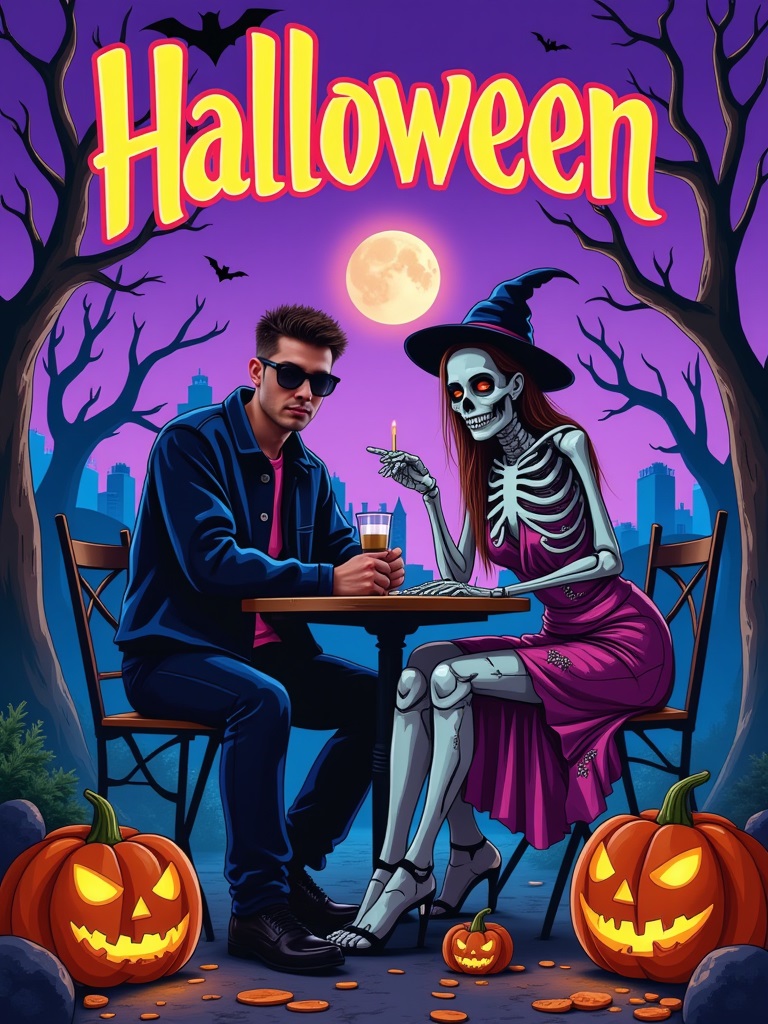 HappyAi-Spooky Reality mixed illustration & cartoon Halloween Digital Art Classic Painting-FLUX.1 FLUX.1-Happy Ai