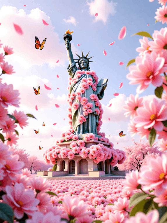 Happy Ai-cherry blossoms Sakura Spring pink Flowers Digital Art Architecture Digital Painting-FLUX.1 FLUX.1-Happy Ai
