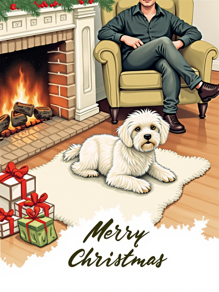 Happy Ai-Christmas Ink Wash Watercolor Kid's Illustration Classic Painting Digital Art-FLUX.1 FLUX.1-Happy Ai