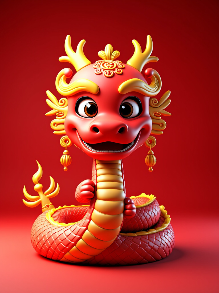 Happy Ai-3D Cute Year of the Snake Mascot Design Lunar New Year-FLUX.1 FLUX.1-Happy Ai
