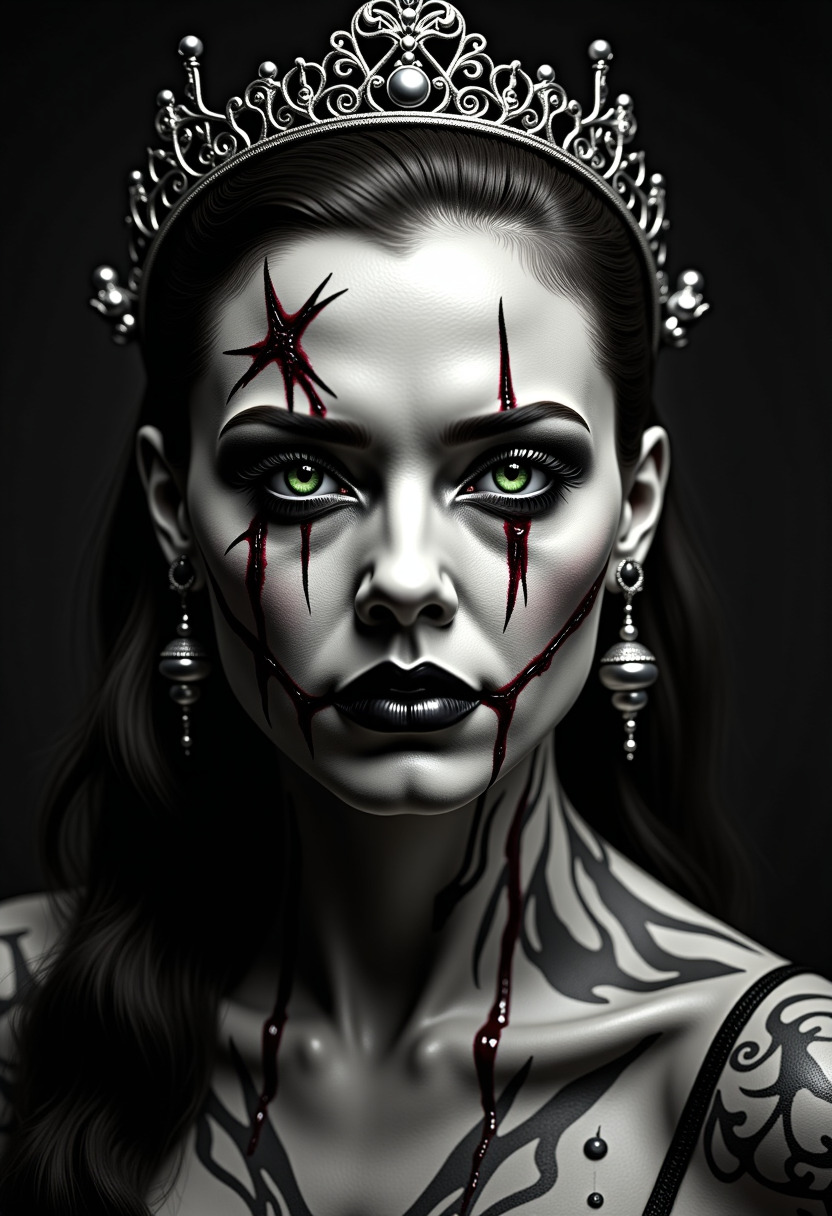 Happy Ai-Tattoos-Spooky Fun Scary Tattoos Art Portrait Illustration Art Photography-FLUX.1 FLUX.1-Happy Ai