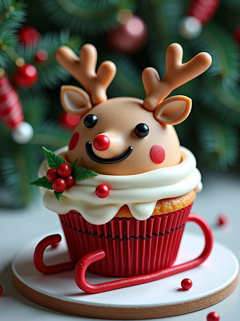 Happy Ai-Cupcakes Dessert Craft Style Christmas Holiday Cartoon Style Food Products Poster-FLUX.1 FLUX.1-Happy Ai