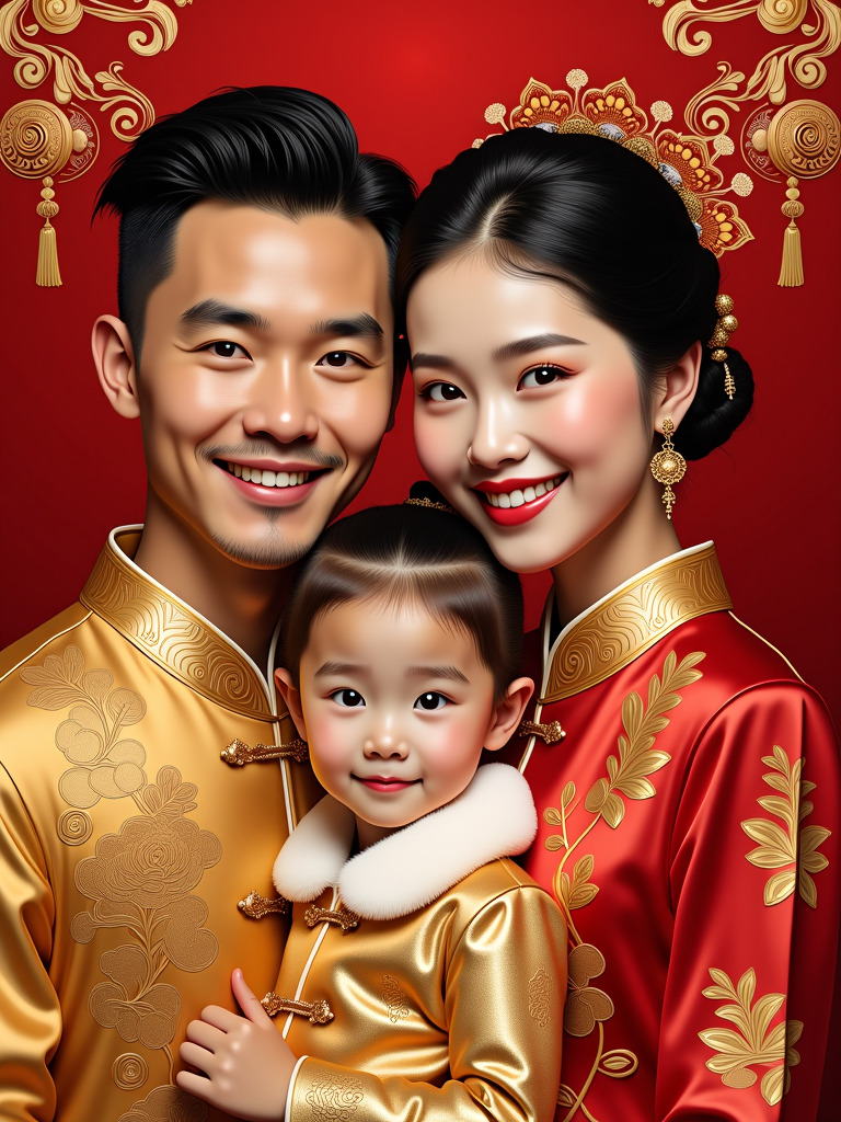 Happy Ai-Family Photography 2025 Lunar New Year Illustration Classic Painting Digital Art-FLUX.1 FLUX.1-Happy Ai