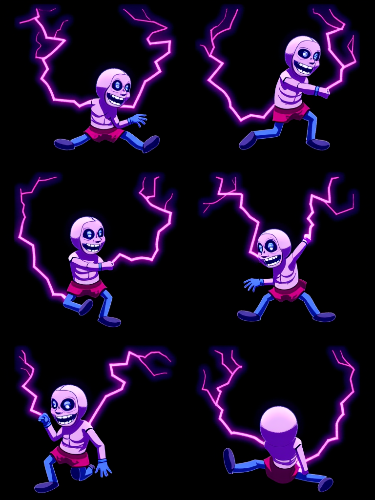 Happy Ai-VFX Game Design Games animation sprite sheet fire water lightning smoke-FLUX.1 V1 by Happy Ai