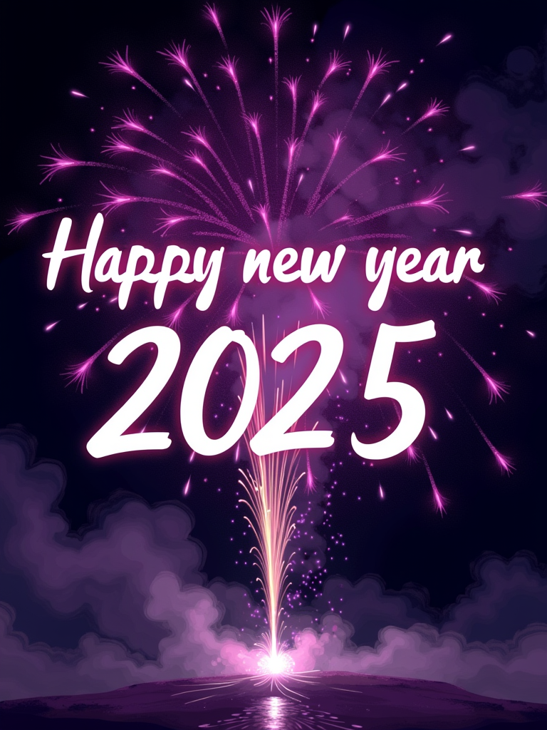 Happy Ai-Fireworks Watercolor Wishes Happy New Year Illustration Digital Art Classic Painting-FLUX.1 FLUX.1-Happy Ai