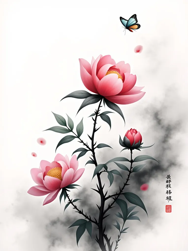 Traditional Painting Media,Style Boost,Plant,LoRA,FLUX.1