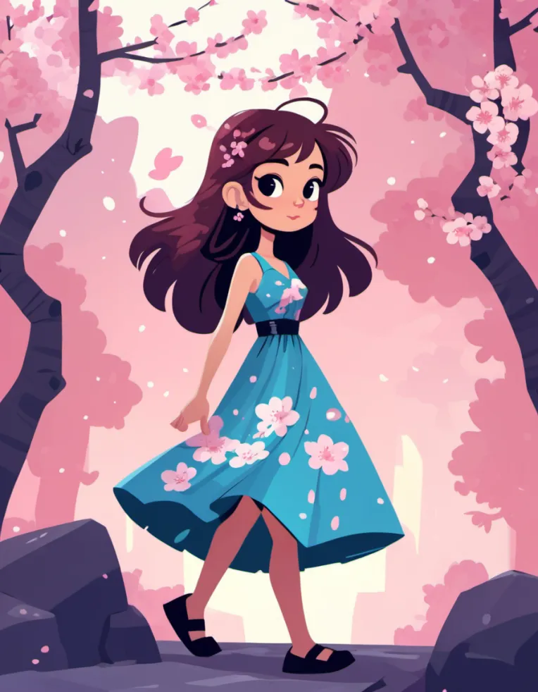 Flat Illustration,Girl,Style Boost,LoRA,SDXL