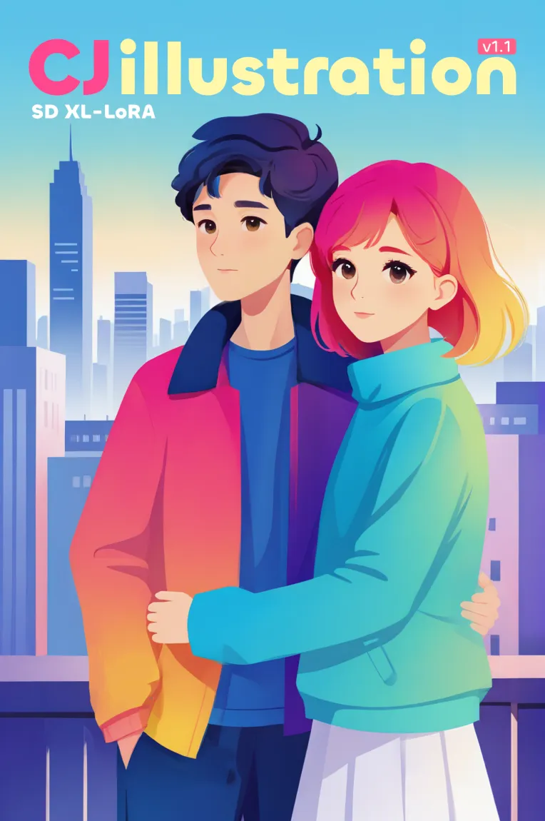 Flat,Flat Illustration,Girl,LoRA,SDXL