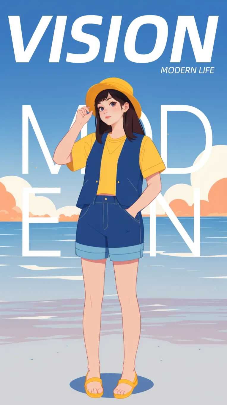 Flat,Flat Illustration,Girl,LoRA,SD 1.5