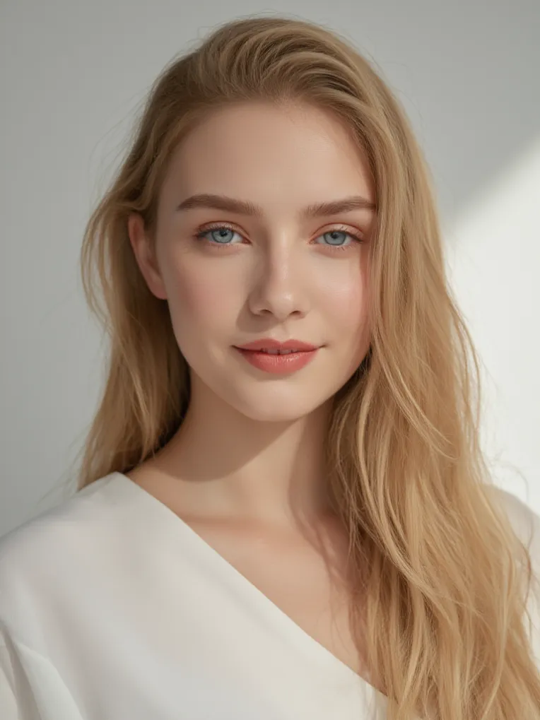 Create a photorealistic portrait of a young woman with silky-LoRA ...