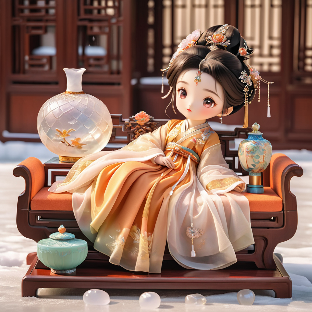 Empresses in the Palace series figurines - several large ice sculptures gradually melting v1.0